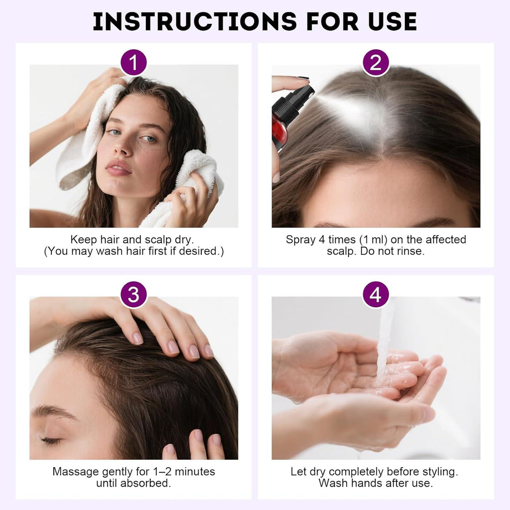 Voltuno Hair Loss Spray for Men & Women, Accelerates Hair Growth, Shiny Hair Growth Booster with Rosemary Oil & Organic Castor Oil, Gentle & Non-Greasy, 60 ml x 3-Pack